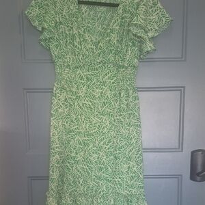Max Studio Green and White Midi Dress
